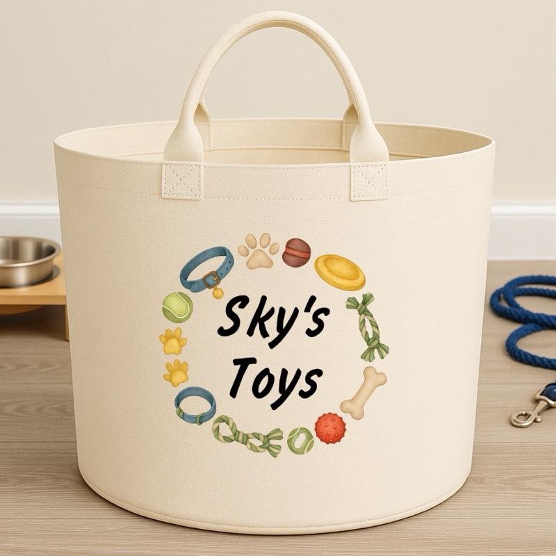 Personalised dog toys basket storage Felt Trug, perfect gifts fun storage basket trugs toy storage cute friend mum book storage dog gifts pets pet puppy storage personalised pet gifts