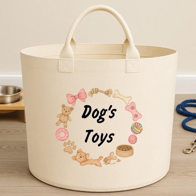 Personalised dog toys basket storage Felt Trug, perfect gifts fun storage basket trugs toy storage cute friend mum book storage dog gifts pets pet puppy storage personalised pet gifts Organiser