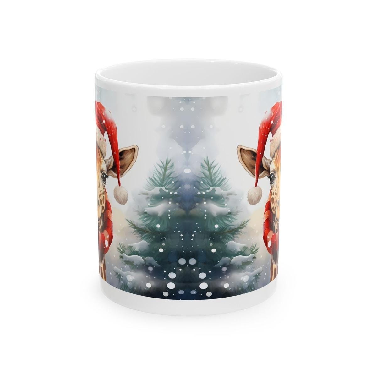 Funny giraffe christmas mug - cute gift for secret santa or stocking filler drinkware washable reusable cup tumbler reuse coffee ceramic xma