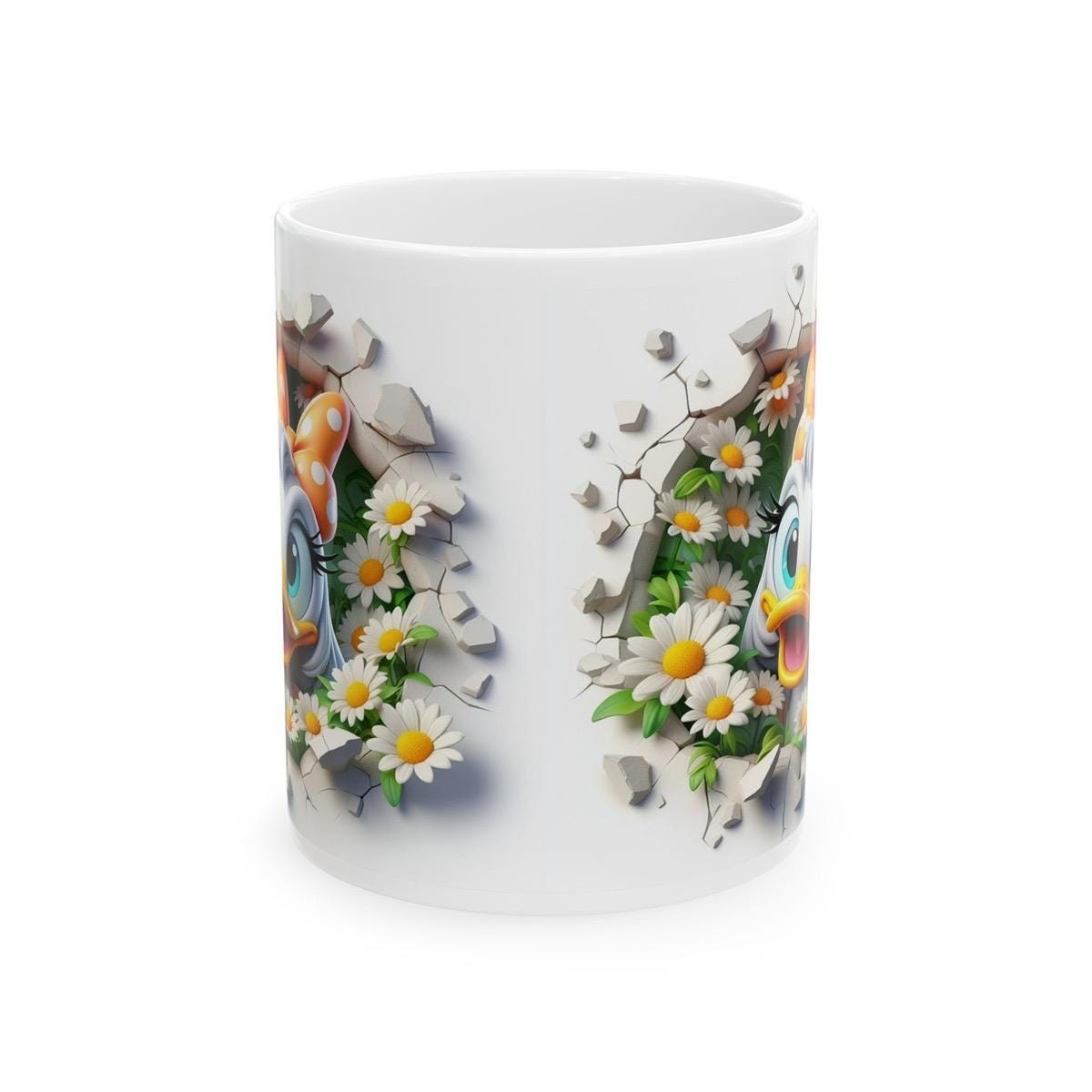 Daisy duck style mug - cute gift for christmas secret santa stocking filler drinkware washable reusable reuse tumbler ceramic cup coffee xma