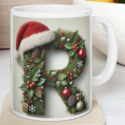 Personalised 'r' edition christmas mug - unique gift for xmas - stocking filler - drinkware washable reusable reuse ceramic cup tumbler coff