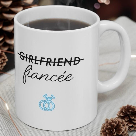 Cute fiancée mug for engaged couple - perfect engagement or marriage gift - washable, tumbler, drinkware, cup, reusable, coffee, reuse, cer