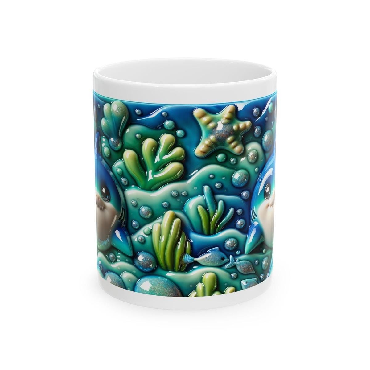 Cute baby shark 3d mug - perfect for kids - ideal gift for children drinkware washable tumbler cup reusable ceramic reuse coffee xmas mugs t