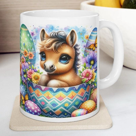 Easter horse mug - cute gift - perfect for hot drinks - drinkware, tumblers cup bottles reusable washable portable reuse ceramic coffee east