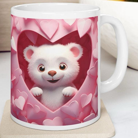 Sweetheart bear mug 3d style - perfect gift for christmas, birthdays, and secret santa - drink, drinkware valentines girlfriend boyfriend wi