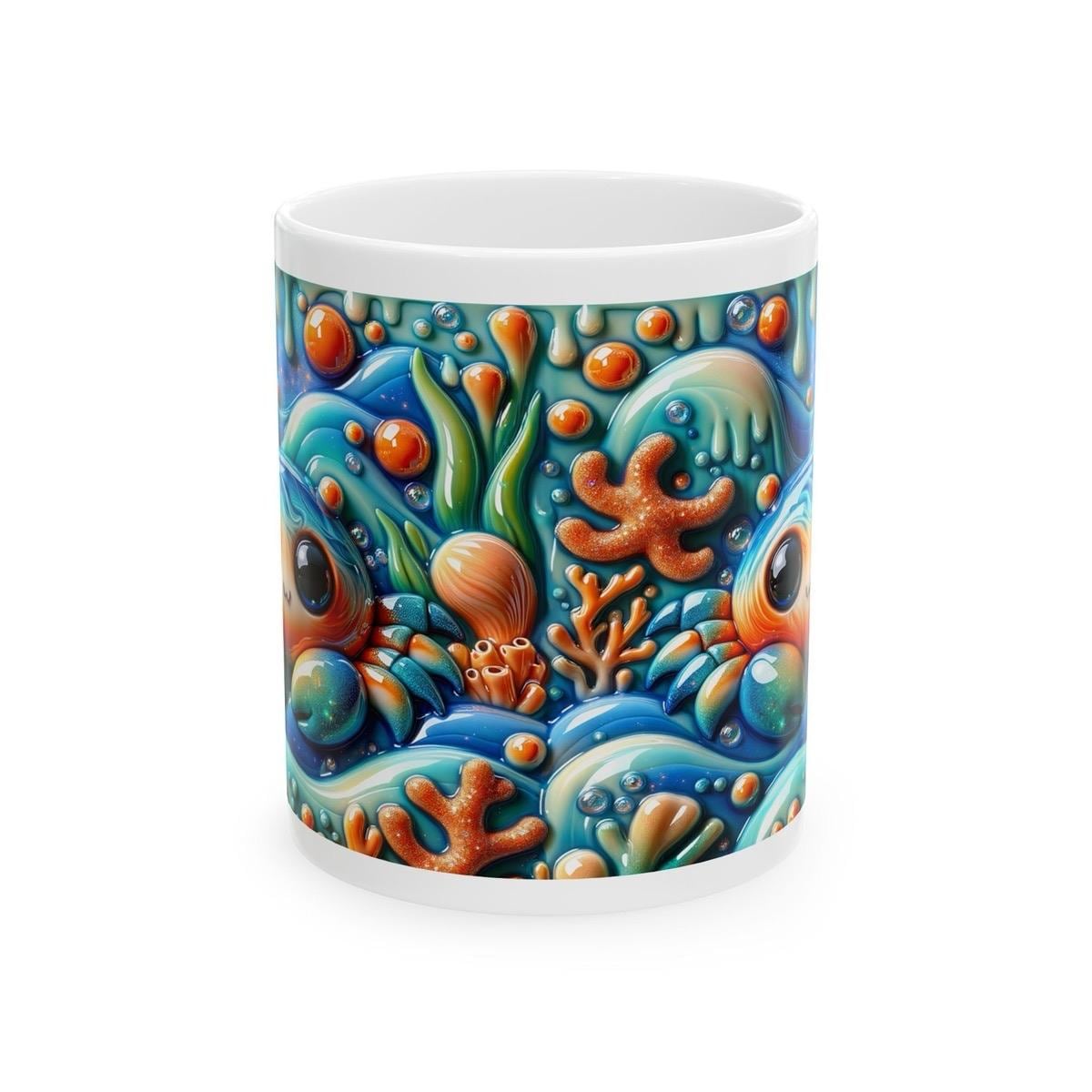 Cute baby crab in ocean 3d mug - perfect for kids drinkware tumbler cup washable reusable ceramic coffee reuse xmas mugs tea festive beach b
