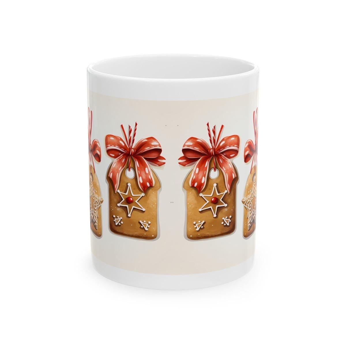 Cute gingerbread man mug ribbons - perfect christmas secret santa stocking filler gift - gifts drinkware washable tumbler reusable cup reuse