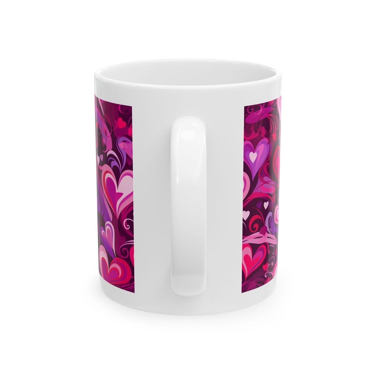 Cute pink purple hearts mug - perfect xmas gift for secret santa or valentine's day - drinkware washable reusable tumbler cup reuse coffee c