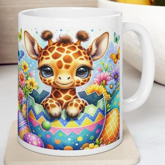 Easter giraffe mug - cute gift - perfect for hot drinks - drinkware, tumblers cup bottles reusable washable portable reuse ceramic coffee ea
