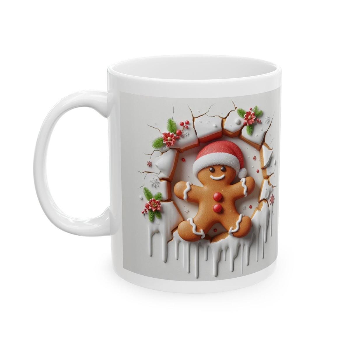Christmas gingerbread man 3d mug - perfect for hot drinks - drinkware, tumblers reusable cup washable reuse coffee ceramic xmas mugs tea fes