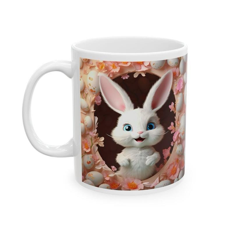 Easter bunny mug - cute gift - perfect for hot drinks - drinkware, tumblers cup bottles reusable washable portable reuse ceramic coffee east