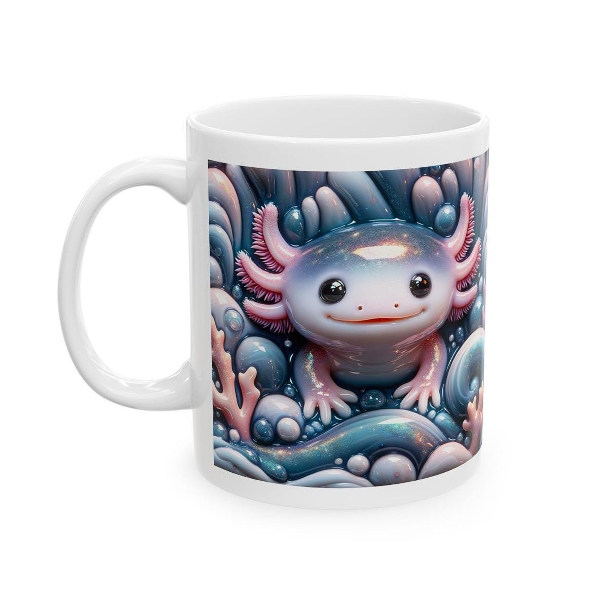 Axolotl smiling sea friend 3d mug - perfect for your morning drinks - cup, drinkware tumblers washable bottles reusable ceramic coffee reuse