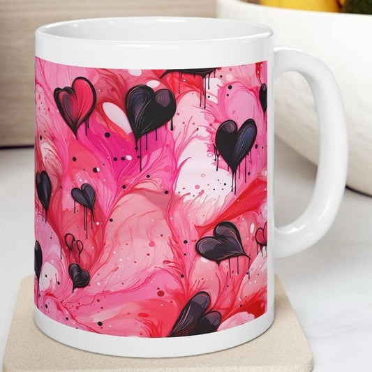 Love hearts valentine's mug - perfect for hot beverages - tumblers, drinkware cup bottles reusable washable reuse ceramic gifts xmas cute gi