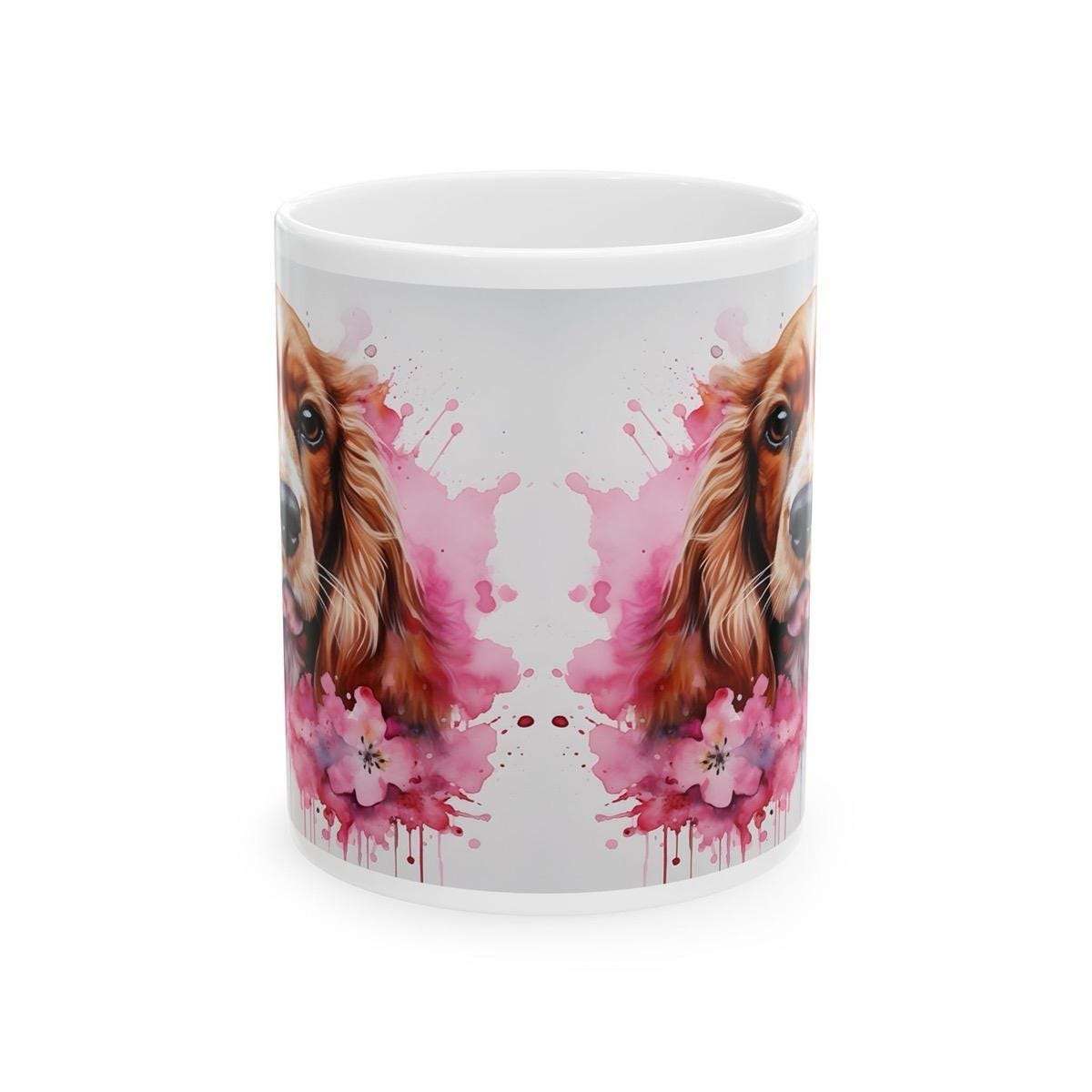 Cocker spaniel floral art mug - xmas christmas gift festive perfect for drinks - drinkware, cup washable reusable tumbler coffee reuse ceram