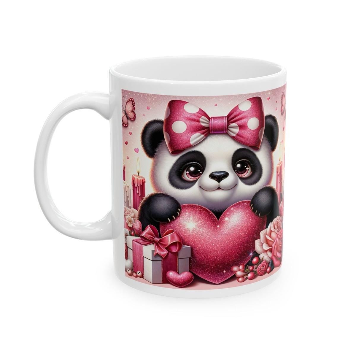 Cute panda mug - perfect valentine's day gift for drinking lovers - drinkware, tumblers washable cup reusable reuse ceramic coffee girly hea