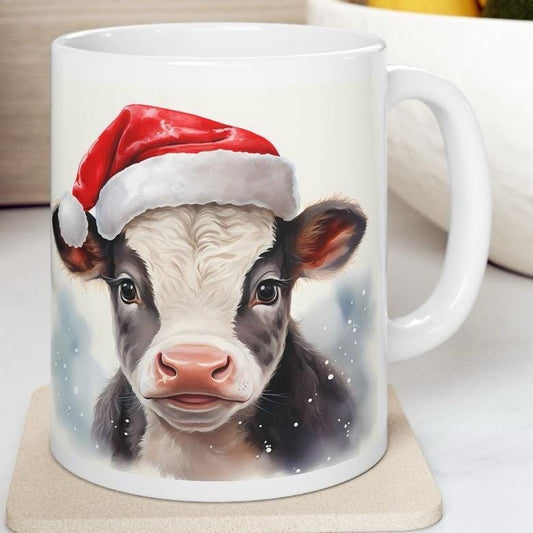Christmas cow mug - perfect secret santa stocking filler gift - gifts drinkware reusable tumbler reuse washable cup coffee ceramic xmas mugs