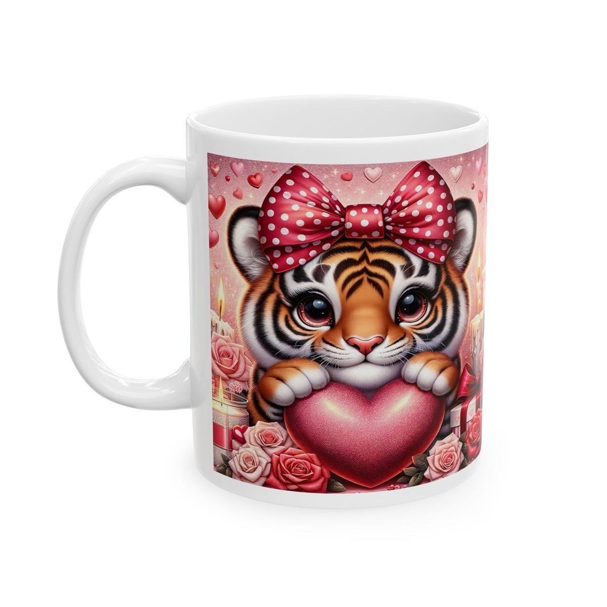 Tiger valentine's mug - heart love gifts for wife, husband, or boyfriend - xmas christmas gift - tumblers, drinkware cup reusable washable r