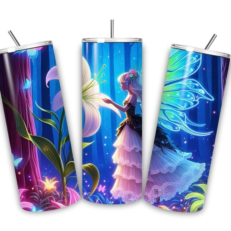 Fairy butterfly tumbler 20oz - perfect for on-the-go hydration - vacuum flask - cup drinkware mug bottles water bottles bottled portable gif