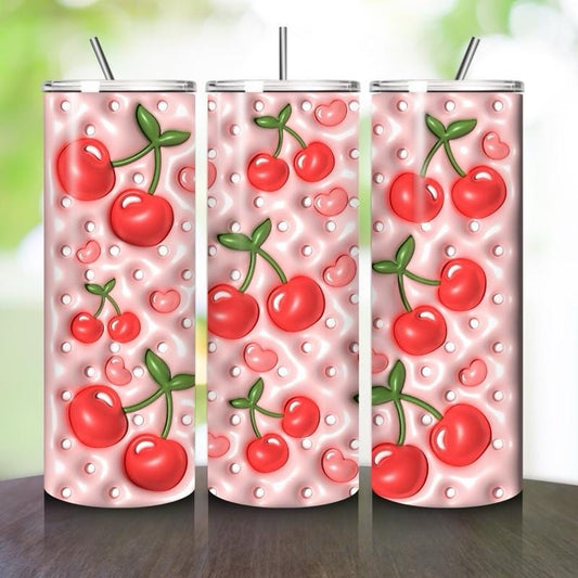 Cherry tumbler summer fruit 20oz tumbler - perfect for any occasion drinkware flasks mug bottles water bottles bottled stylish beverage port