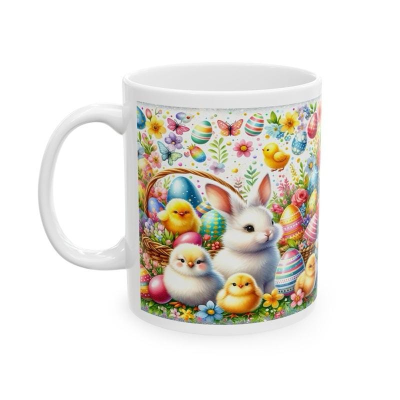 Easter bunny mug - cute gift - perfect for hot drinks - drinkware, tumblers cup bottles reusable washable portable reuse ceramic coffee east
