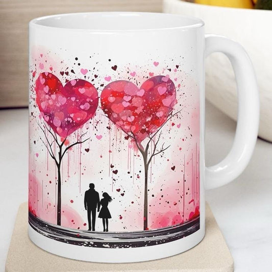 Ballon love hearts couple mug - cute valentine's xmas christmas secret santa stocking filler gifts drinkware tumbler cup washable reuse girl