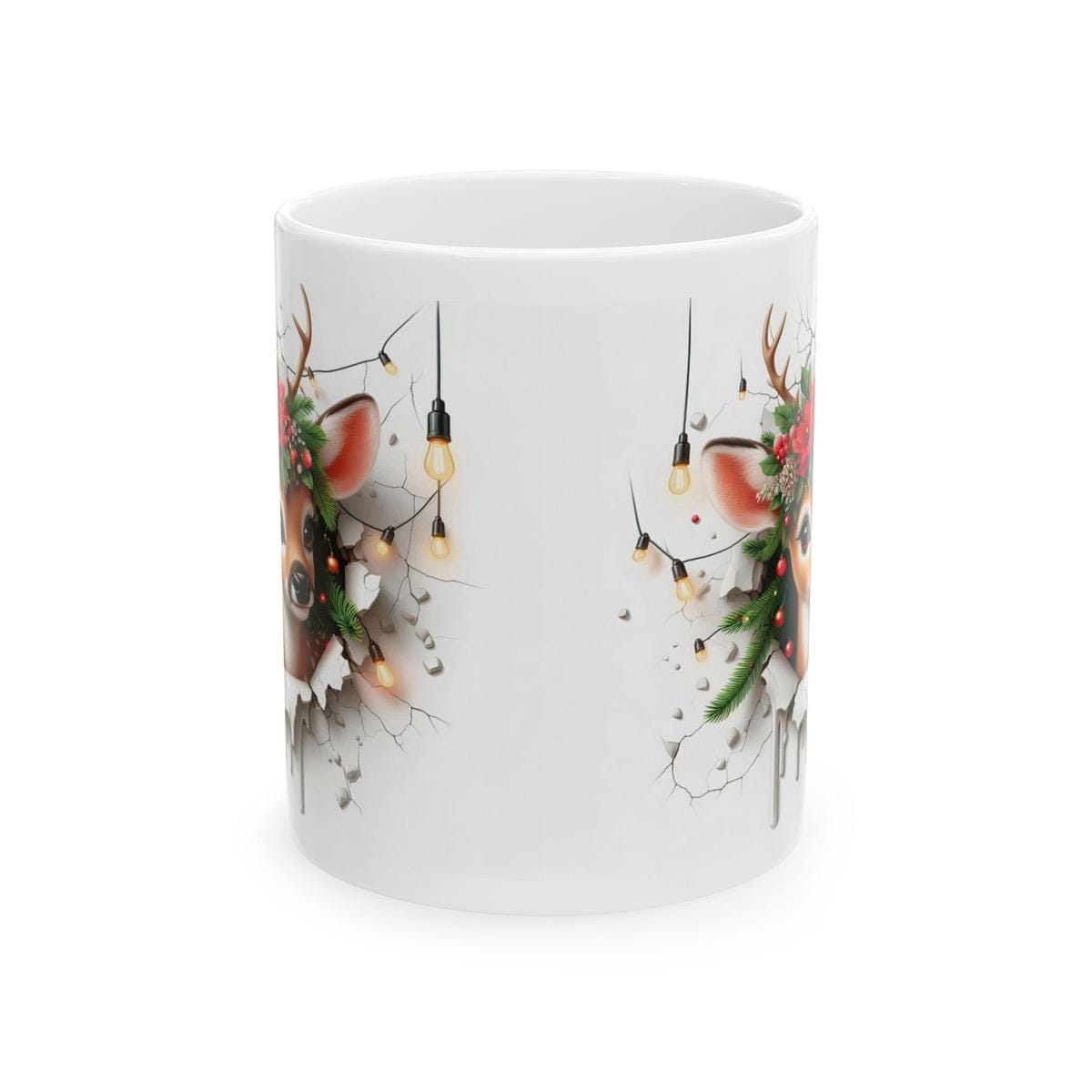 Christmas deer 3d mug - perfect for hot drinks this winter - tumblers, drinkware cup bottles ceramic washable reusable reuse coffee xmas mug