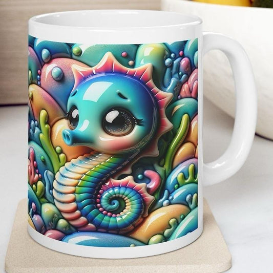 Cute baby seahorse 3d mug - perfect for your morning drinks - drinkware, tumblers cup bottles washable reusable ceramic xmas mugs tea girly