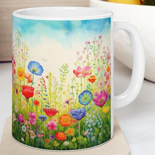 Garden mug - cute flower design - perfect gift for home and garden lovers - drinkware washable reusable tumbler reuse ceramic cup coffee tea