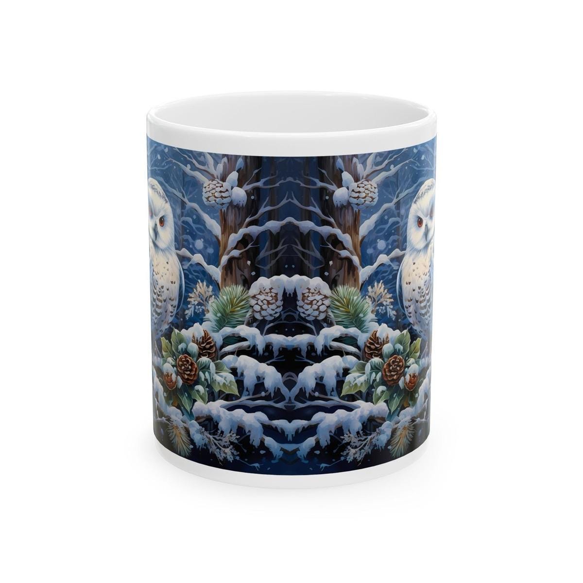 Funny christmas owl mug - cute gift for stocking or secret santa drinkware reusable washable coffee reuse cup ceramic tumbler xmas mugs tea