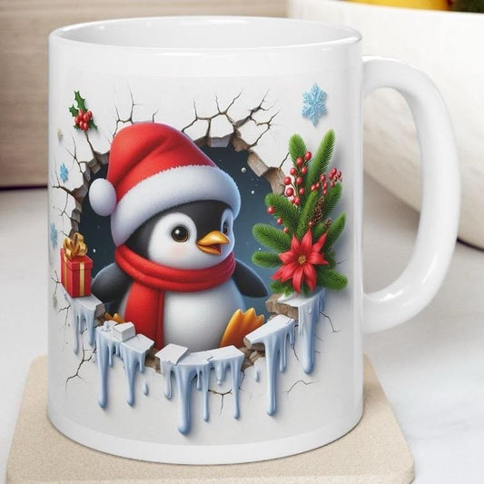 Christmas baby penguin 3d mug - perfect for hot drinks this winter - cup, drinkware tumblers reusable bottles ceramic reuse washable coffee
