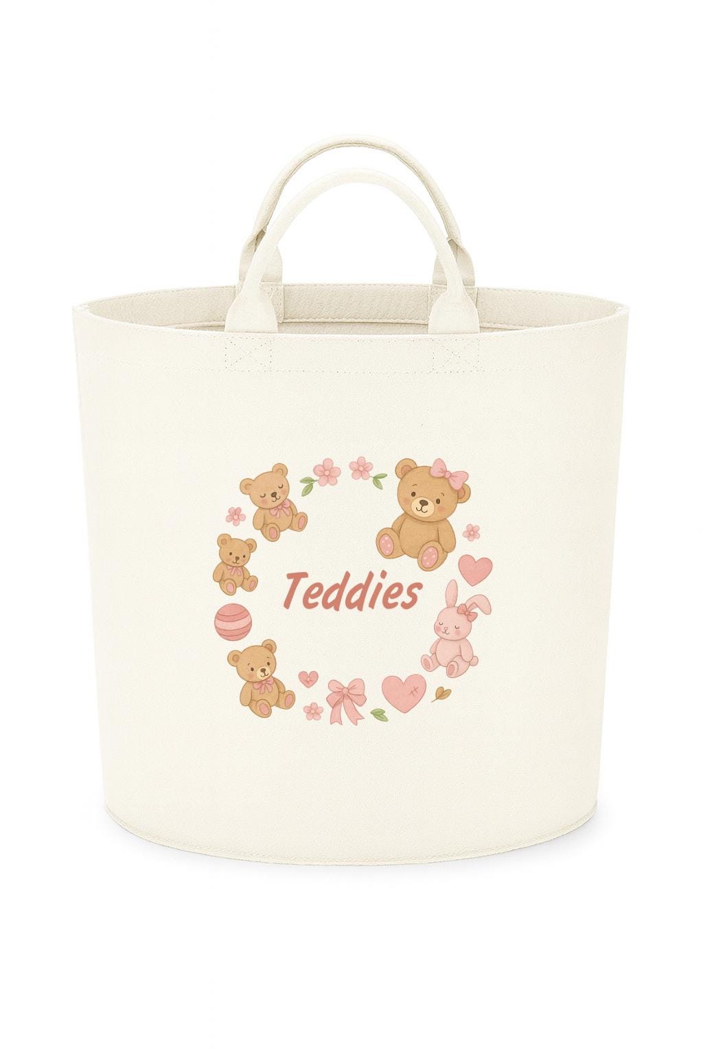Personalised Teddy storage Felt Trug basket, perfect gifts girls kids gift fun animals storage basket trugs toy storage teddies