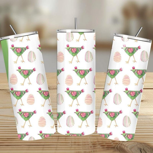 Cute easter chicken pattern tumbler 20oz - perfect for drinks - mug, drinkware cup bottles flasks bottled portable mothers day flask bottle