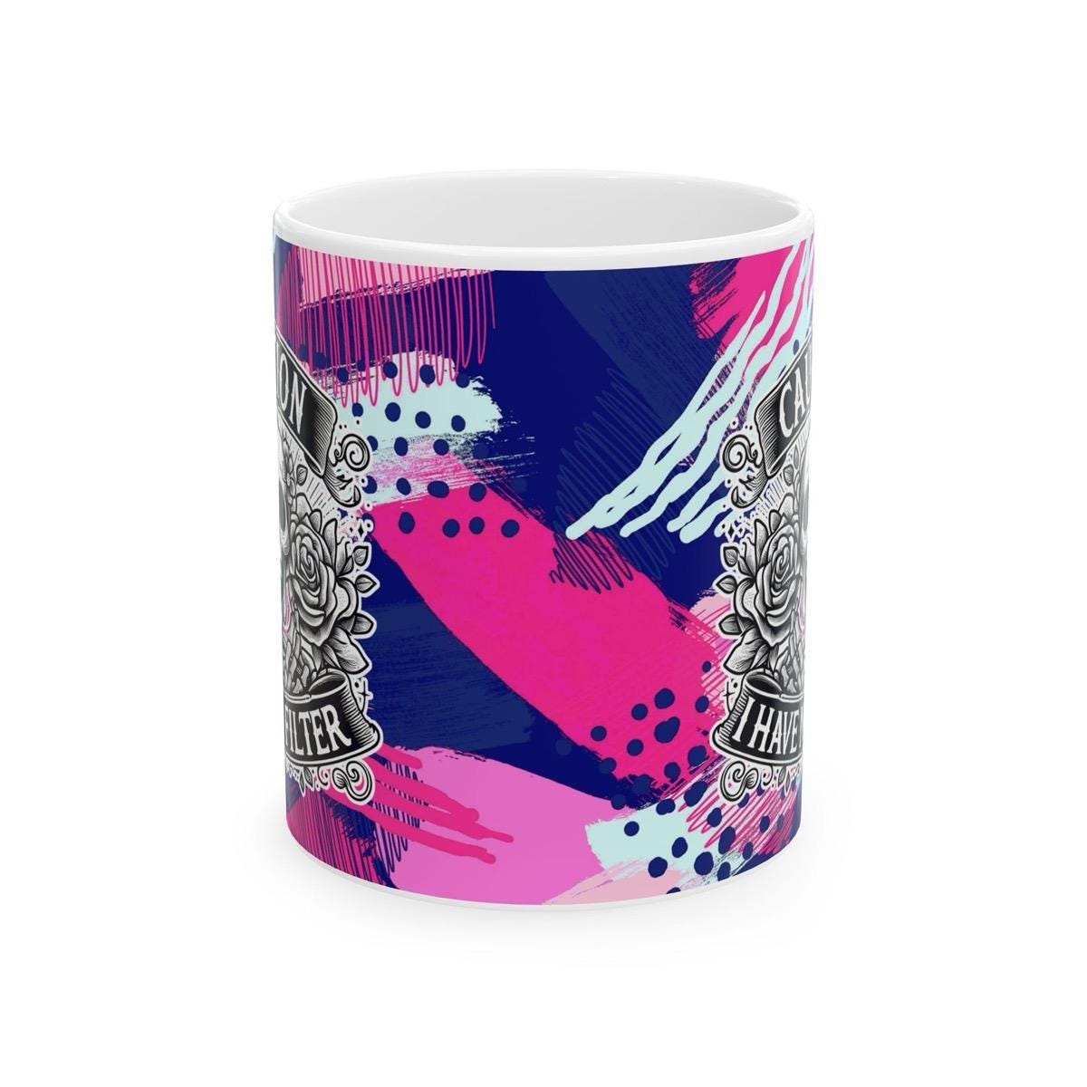 Funny skull design sarcastic mug - caution i have no filter drinkware tumblers cup reusable washable reuse ceramic coffee xmas mugs tea mean