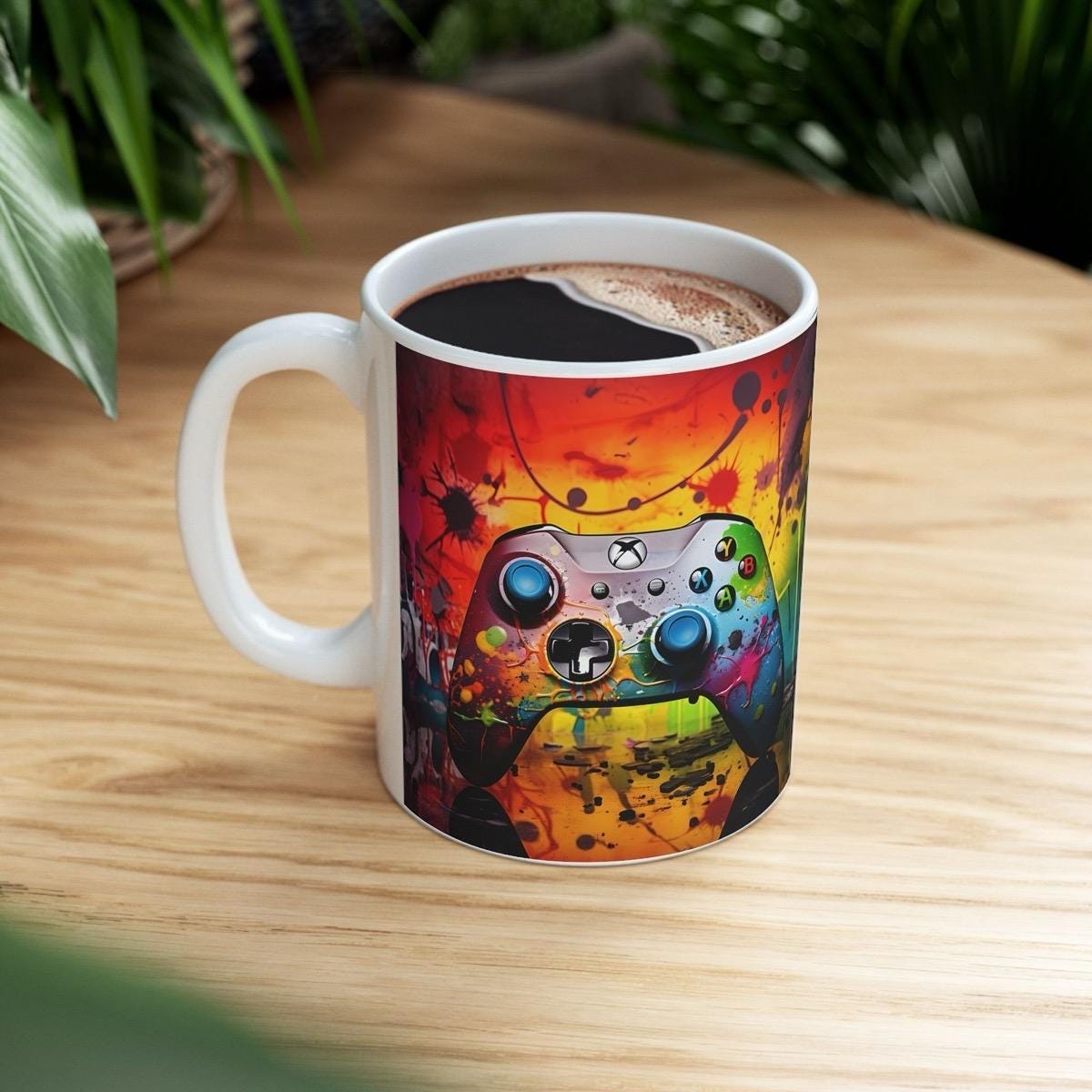 Xbox lover style gamer mug with neon design - perfect for gaming and coffee lovers - drinkware - cup tumblers washable ceramic reuse reusabl