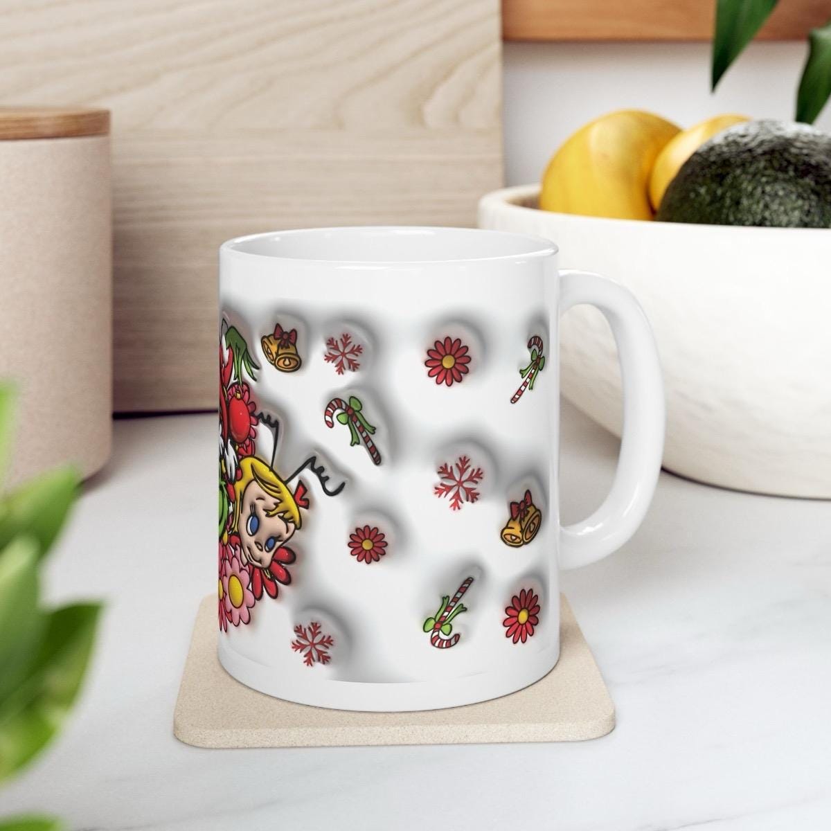 Cute grinch christmas mug - festive gift for the holidays - drinkware reusable washable tumbler cup reuse coffee ceramic mugs tea obsession