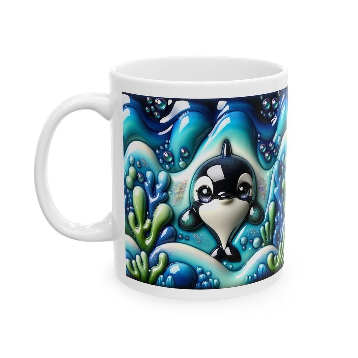 Cute whale ocean mug - 3d design - perfect for drinks - tumblers, drinkware cup reusable washable ceramic coffee reuse xmas mugs tea festive