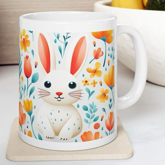Easter bunny mug - cute gift - perfect for hot drinks - drinkware, tumblers cup bottles reusable washable portable reuse ceramic coffee east