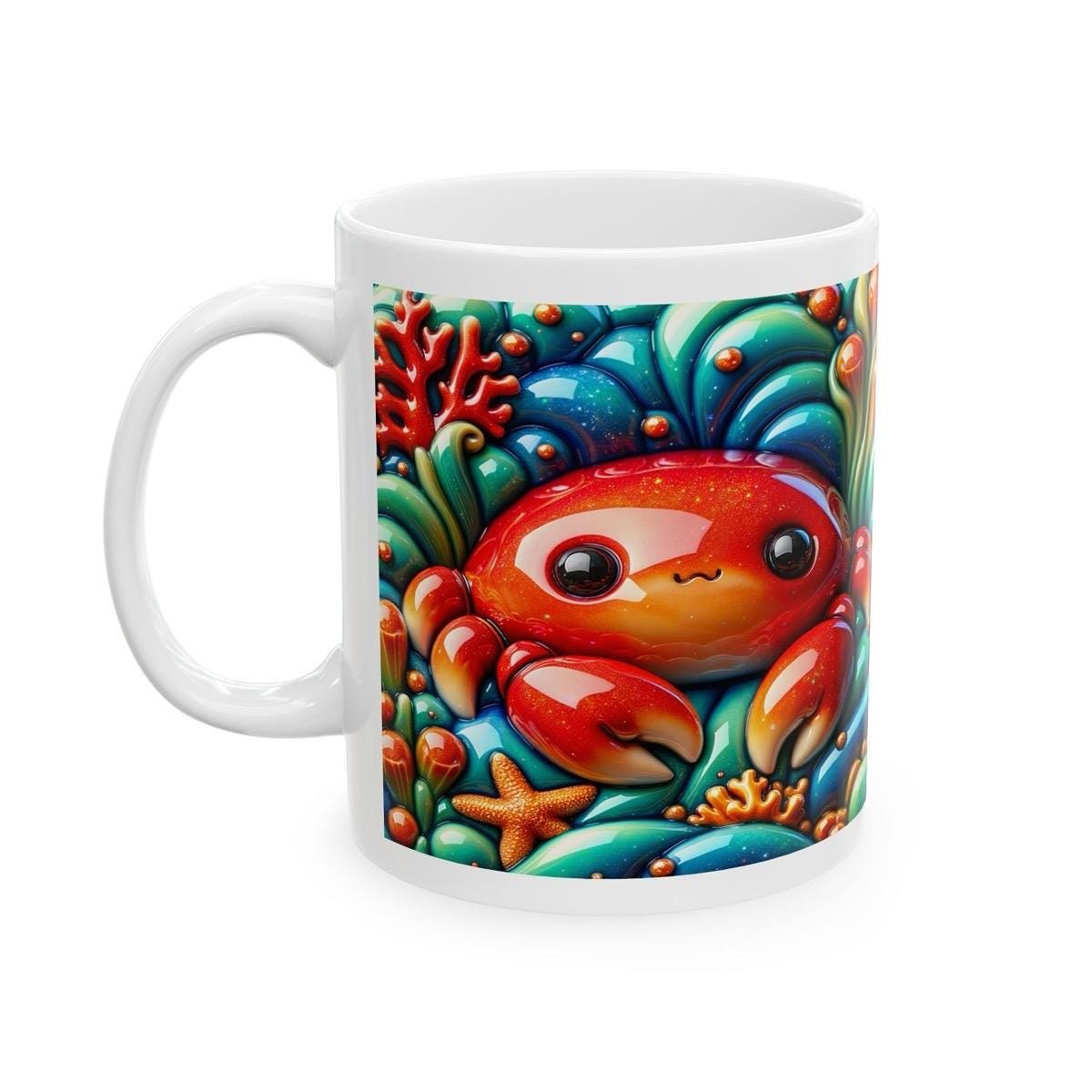 Cute red crab 3d mug - perfect for your morning drinks - drinkware, tumblers cup bottles reusable washable reuse coffee ceramic xmas mugs te