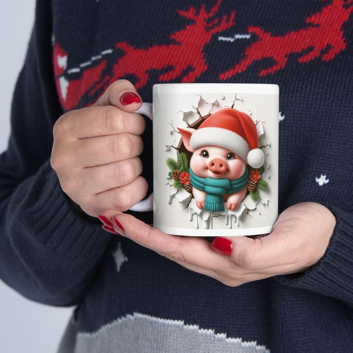 Christmas baby piglet 3d mug - reusable and perfect no for drinks - drinkware ceramic tumblers washable reuse xmas mugs tea festive