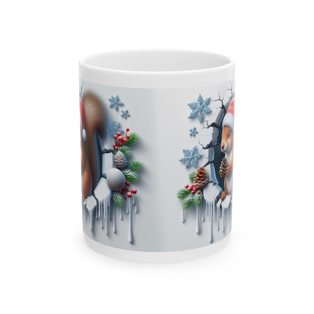 Christmas 3d squirrel mug - perfect for hot drinks this holiday season - tumblers, drinkware reusable cup washable reuse ceramic coffee xmas