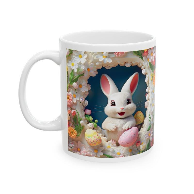 Easter bunny mug - cute gift - perfect for hot drinks - drinkware, tumblers cup bottles reusable washable portable reuse ceramic coffee east