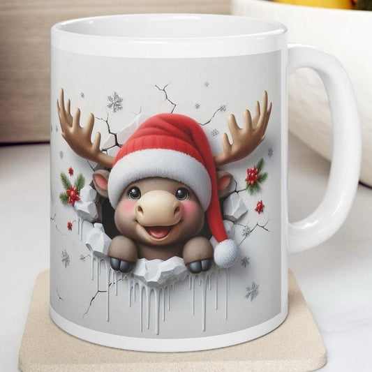 Ceramic christmas cute baby reindeer 3d mug - perfect for gifts and celebrations - tumblers drinkware cup washable reusable reuse ceramic co