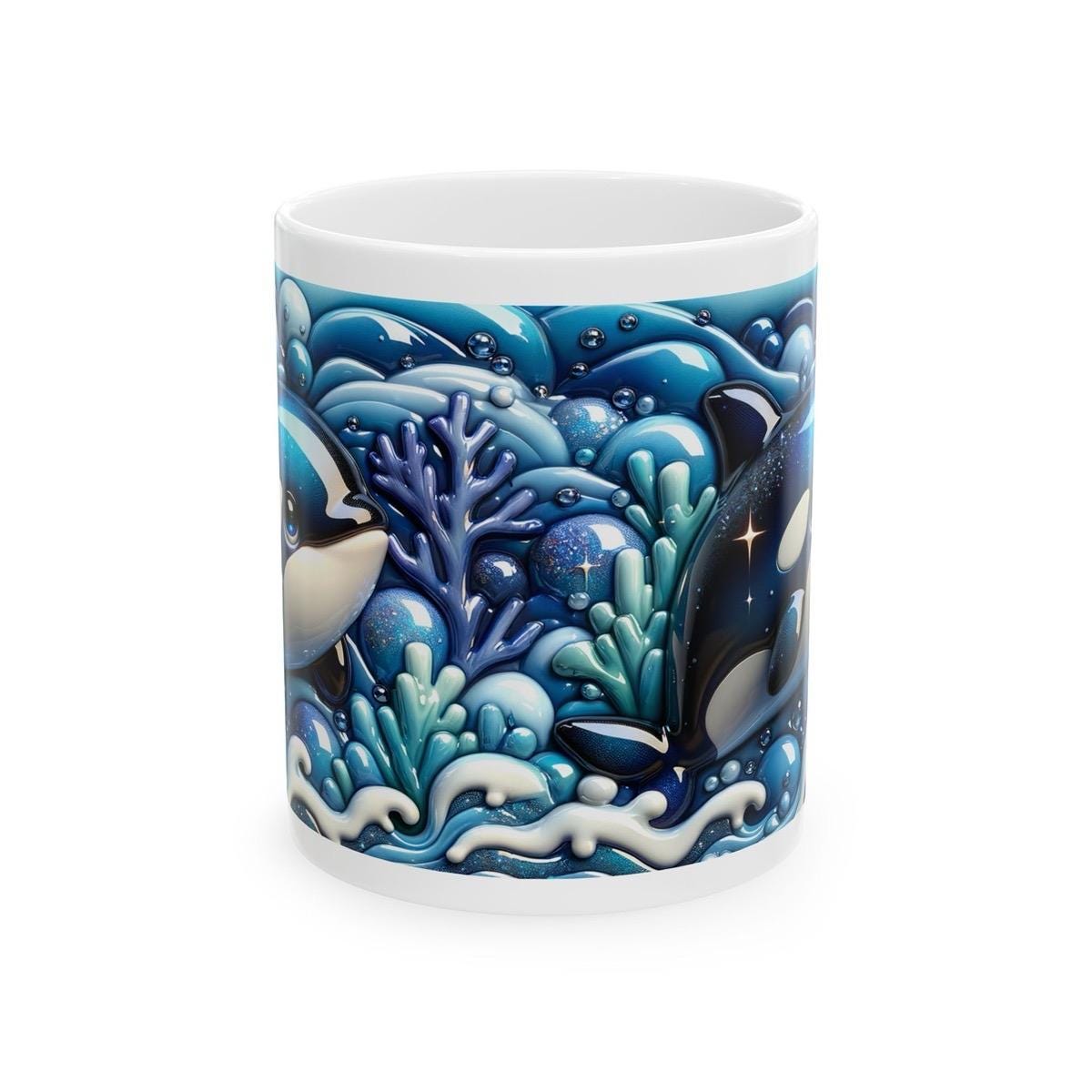 Cute whale 3d mug - ideal for coffee & tea - tumblers, drinkware cup bottles washable reusable ceramic xmas mugs festive reuse cute girly gi