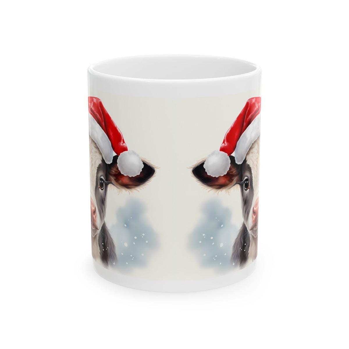 Christmas cow mug - perfect secret santa stocking filler gift - gifts drinkware reusable tumbler reuse washable cup coffee ceramic xmas mugs