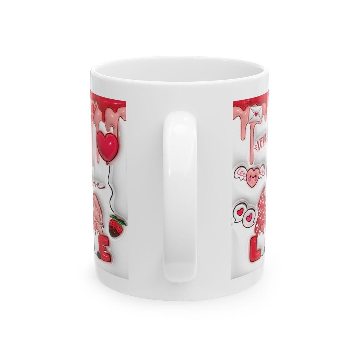 Gonk gnome valentine's love mug gift cute hearts 3d style drip effect - perfect for valentine's - drinkware, tumblers cup coffee reusable ce