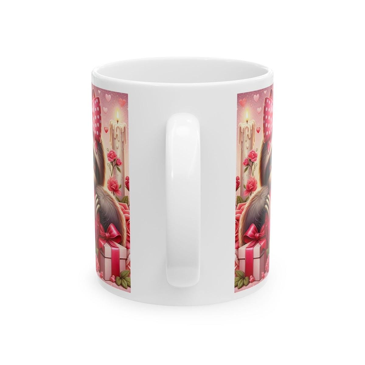 Sloth valentines cute mug heart design - perfect for drinks - drinkware, tumblers cup washable reusable ceramic coffee reuse girly valentine