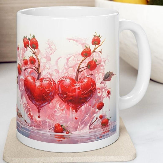 Love hearts mug gift for christmas and valentine's day - cute couple design drinkware tumbler washable cup reusable reuse coffee ceramic gir