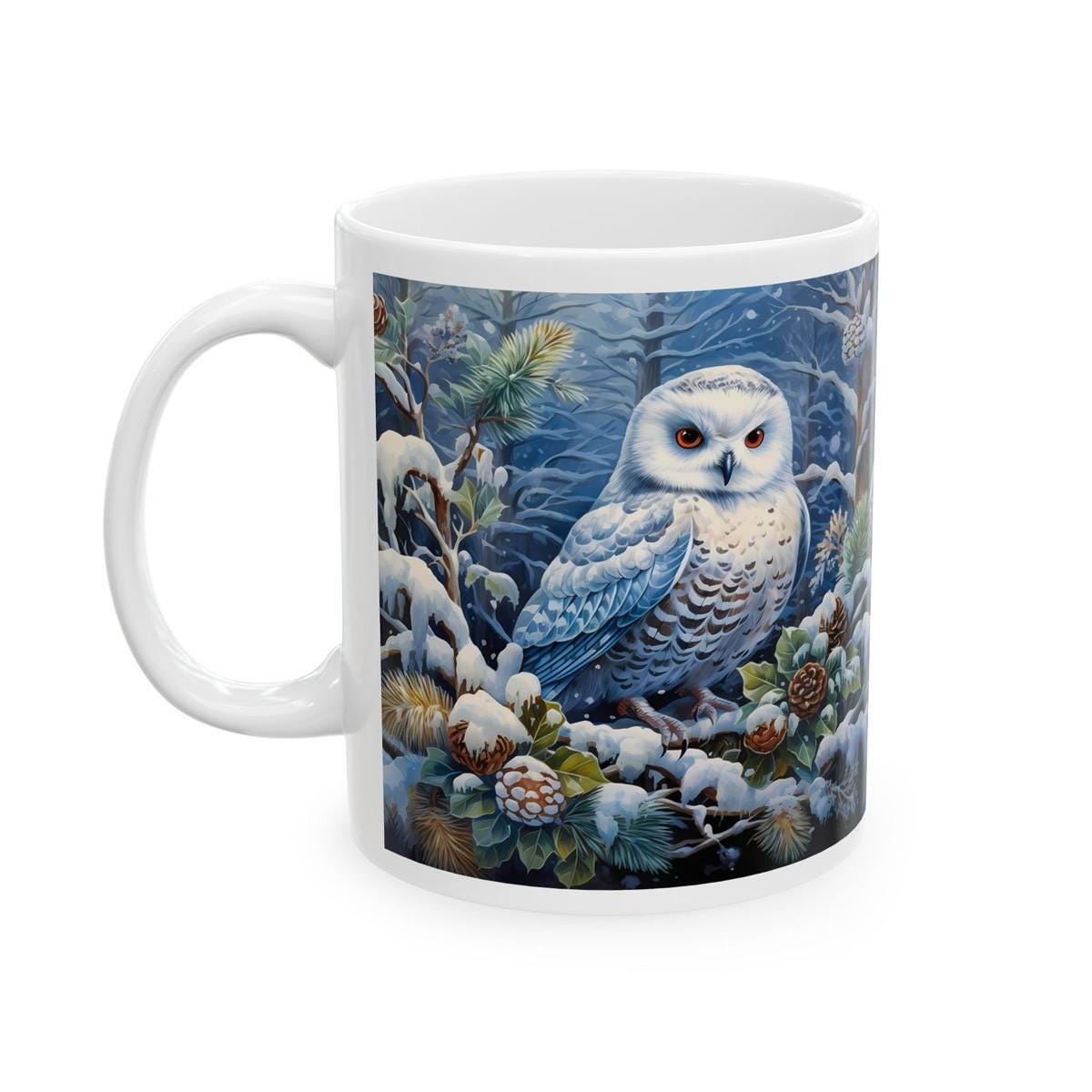 Funny christmas owl mug - cute gift for stocking or secret santa drinkware reusable washable coffee reuse cup ceramic tumbler xmas mugs tea