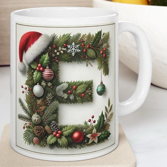 Personalised 'e' edition christmas mug - unique gift for xmas - stocking filler - drinkware washable reusable reuse ceramic cup tumbler coff