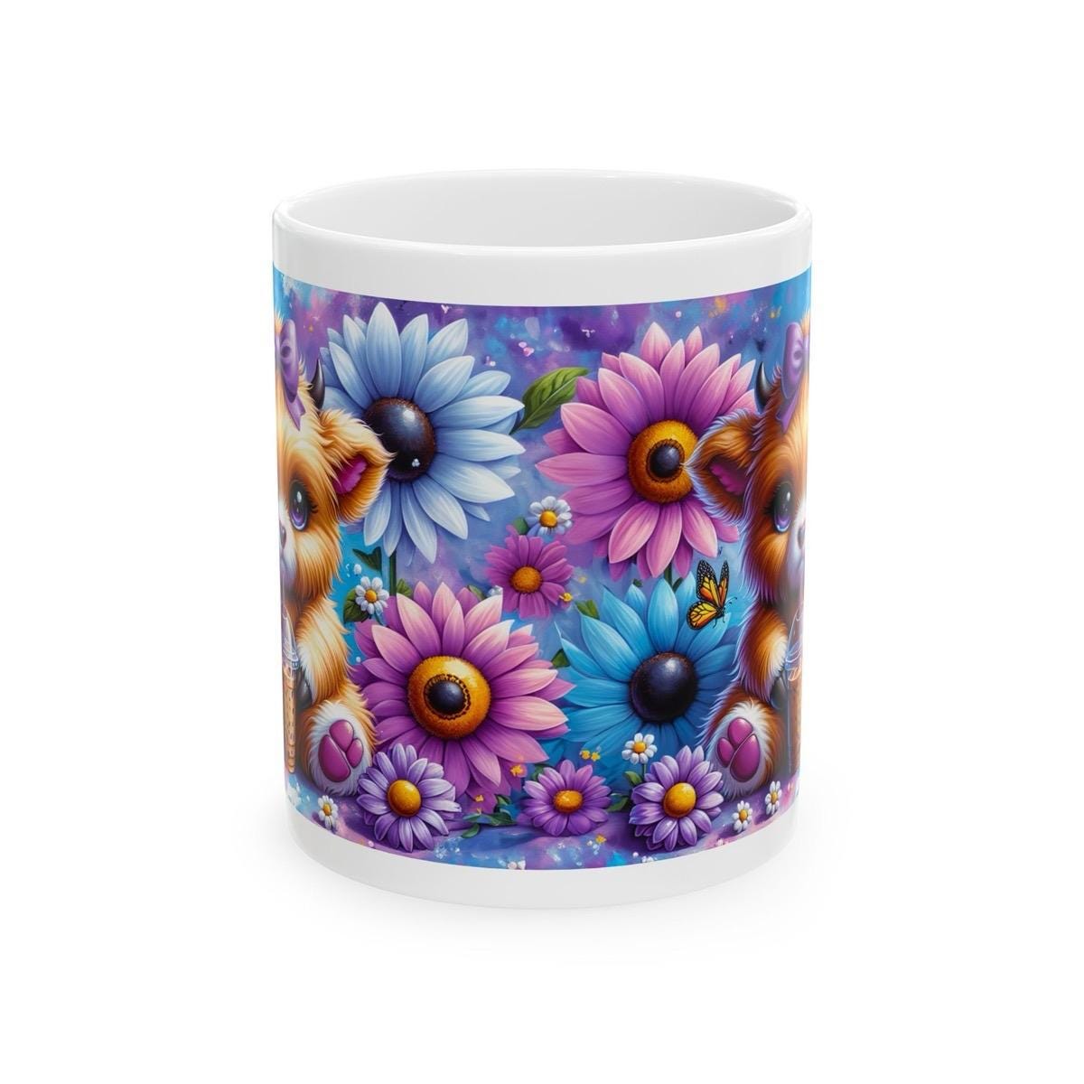 Cute highland cow  drinking iced coffee 3d mug - perfect for your morning drinks - drinkware, tumblers cup washable reusable reuse ceramic x